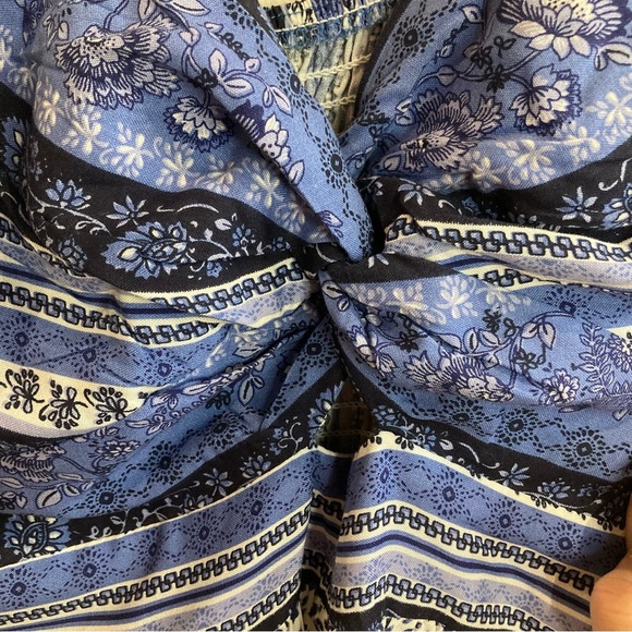 JAPNA Sz L Ruffle Hem Tiered Criss Cross Peep Bodice Spaghetti Straps Maxi Dress - Picture 5 of 12